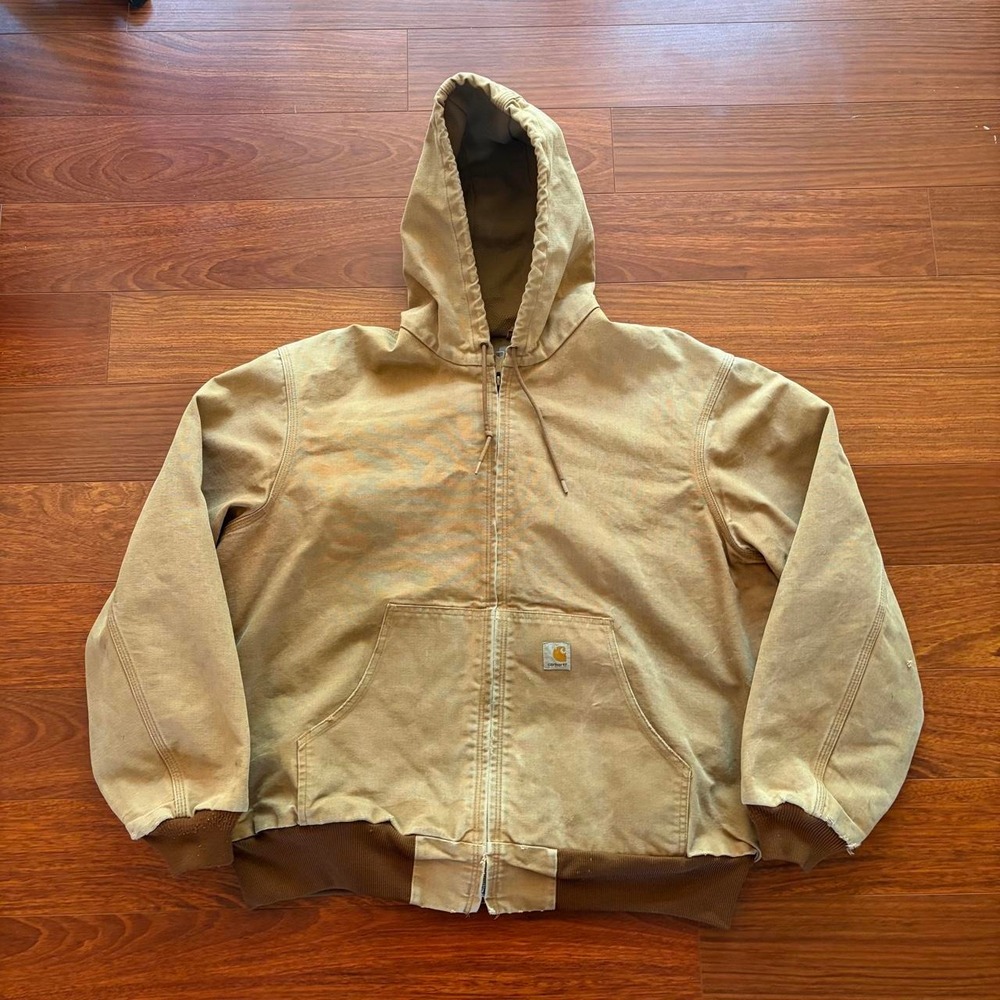 Vintage Carhartt J131 BRN USA Union Made Brown Duck Active Jacket Distressed